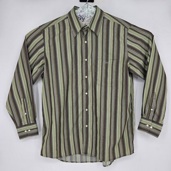 Lacoste Shirt Mens 44 XL Button Up Striped Long Sleeve Casual Preppy Regular Fit - Picture 1 of 10